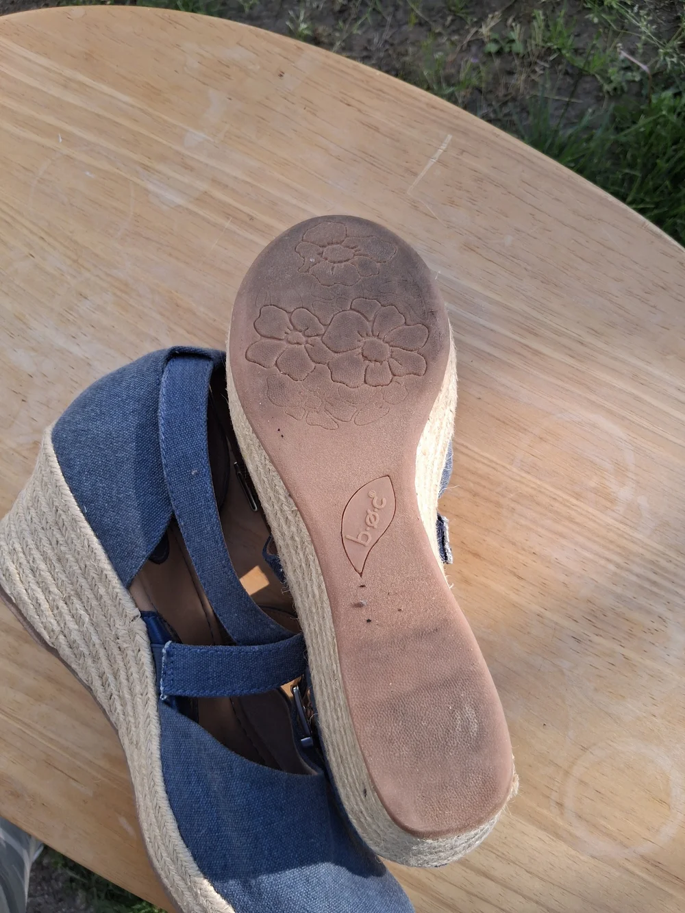 BOC Blue Canvas Espadrille Wedge Sandals Women’s Size 9 Comfort Shoes